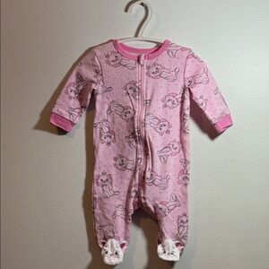 Disney Baby Pink Cat Pattern Onesie, Size 0-3M, PRELOVED
